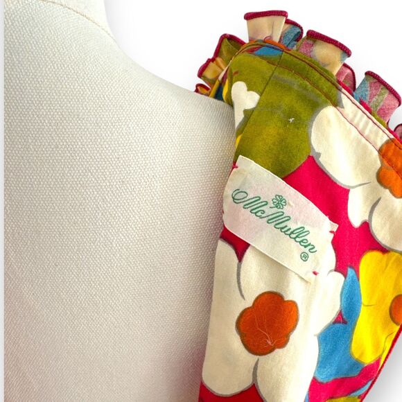 Vintage McMullen Sleeveless Floral Dress Ruffle Neck/Hem Hidden Backzip, Pockets - Picture 5 of 10